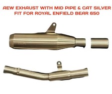 "AEW EXHAUST SILVER WITH MID PIPE & CAT" FIT FOR ROYAL ENFIELD BEAR 650