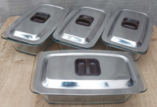 4x Philips Hostess Trolley Glass Dishes & Stainless Steel Lids Genuine Philips