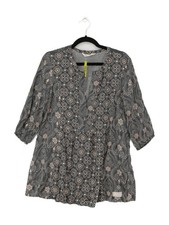 Odd Molly Women's Top M Multi Floral 100% Viscose 3/4 Sleeve V-Neck Tunic