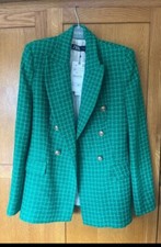 Green Zara Check Double Breasted Blazer BNWT SIZE XS