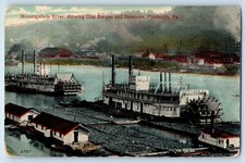 c1910 Pittsburgh Pennsylvania PA Postcard Monongahela River Coal Barges Steamers