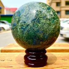 1.5LB Natural Water Grass Agate Ball Quartz Crystal Ball Healing