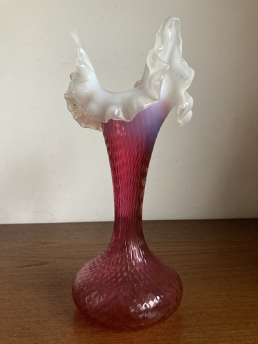 Vintage cranberry glass vase - glass,