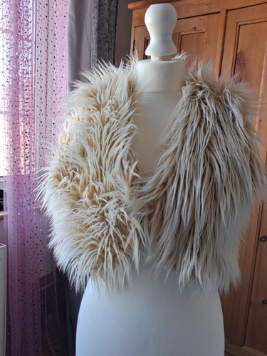 Cream faux fur shrug - cream, bolero