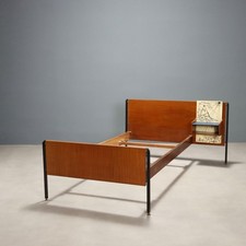 Vintage Single Bed Design Wood Metal Italy 1960s Original