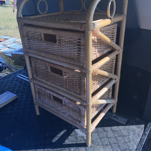 Vintage wicker bamboo draw - bamboo,
