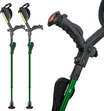 Ergobaum 7G Adjustable Folding Ergonomic Shock-Absorbing Crutches (Pair) (Green)