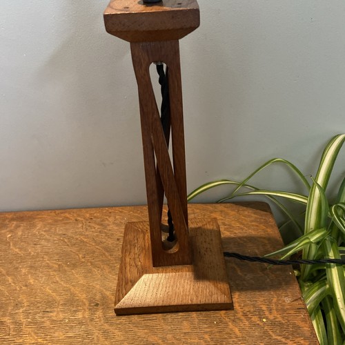 Unusual oak carved table lamp - oak,