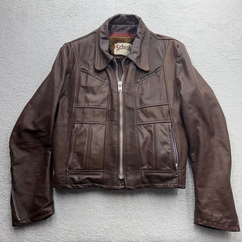 Vtg 70s schott nyc brown - 70s,