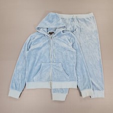 Juicy Couture Womens Tracksuit Set Blue XL Jacket & Large Pants Velvet