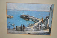 Vernon Ward Print- 'Unloading Newlyn Harbour' Vintage small framed- Pretty GC