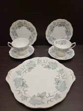 2x royal albert silver maple coffee cups cake plate 1st