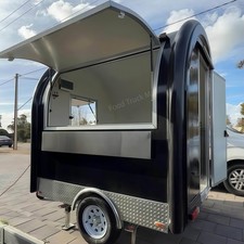 Small Black Round Top Food Trailer Mobile Coffee Snack Cart Concession Van