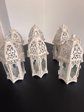 6 White Metal Lanterns (larger
