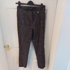 Robell Marie Trousers Size 10 12  paisley Jacquard Pull On Textured Stretch 