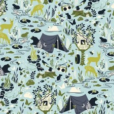 Tula Pink Fabric Moonshine Blue Forest Frivolity  Rare OOP fabric