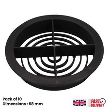 10x Anthracite Grey 68mm Round Soffit Air Vents, Push-in Roof, Eave, Fascia Disc