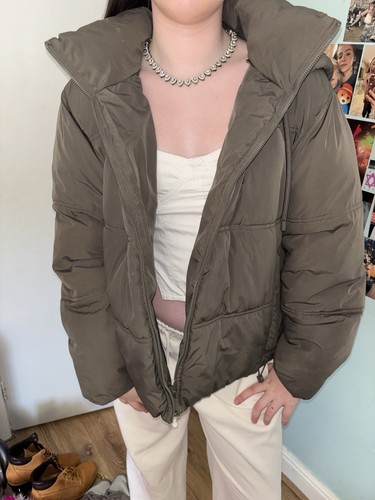 Zara khaki hooded padded - zara,