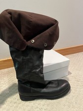 Vero Cuoio Leather Boots Womens Size 40  Black Knee High Riding Made in Italy