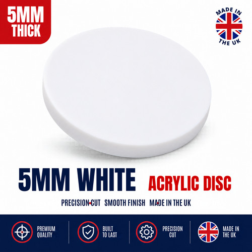 5mm thick white acrylic discs - acrylic,