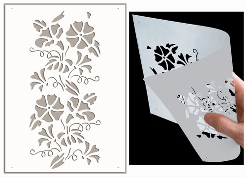 Flower border stencil - flower,
