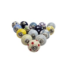 Ceramic Knobs 16 Mixed Round Shape Coloured Cupboard  Cabinet Drawer Free P&P