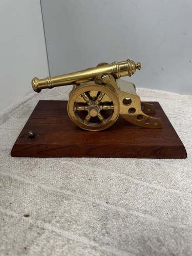 Vintage brass cannon - on, 10”