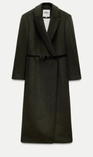 Zara Khaki Wool Long Coat -L