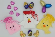 KNITTING PATTERN 🐣 Easter DK Chocolate Chick Pig Treat Bags Creme Egg Hunt EASY