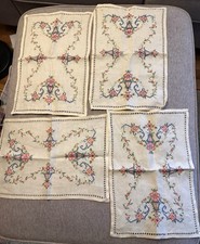 Set of 4 Vintage Embroidered