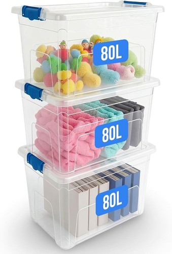 80l clear plastic - 3x,