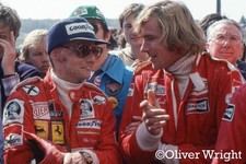 Niki Lauda & James Hunt After Crash 1976 F1 Colour Photograph