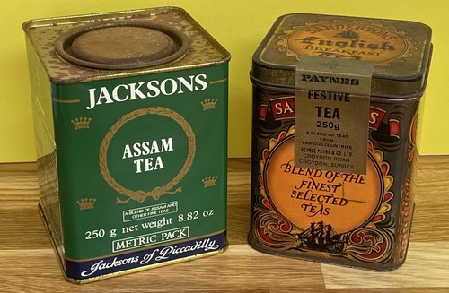 Vintage tea caddy tin - vintage,