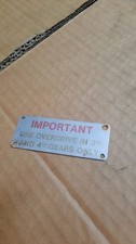 Range Rover Classic LT95 Fairey Overdrive Warning plate - original warning plate