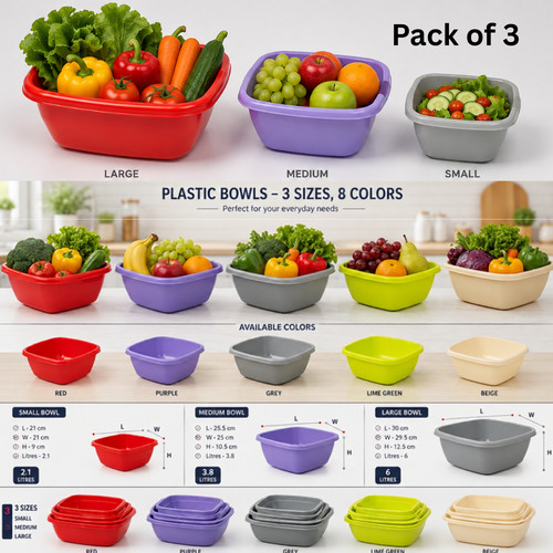 Plastic washing bowl 3pc - plastic,