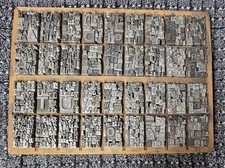 Old Wooden Adana Letterpress Type Tray Full of Old Printing Type