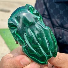 156GNatural glossy Malachite Crystal Handcarved frog mineral sample
