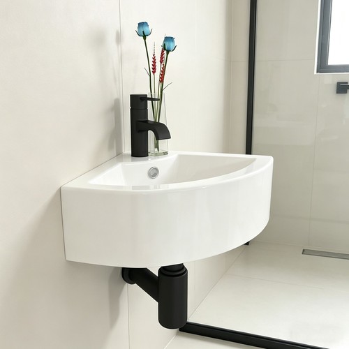 Corner wall hung basin - hung,