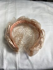 Headbands for women Vintage 1950’s Soft Pink With Satin Leaves And Netting