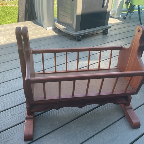 Vintage wooden baby doll crib - vintage,