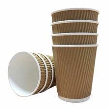 Disposable Ripple Triple walled Paper Coffee Cup Brown Cups with/without Lids