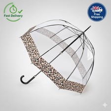 Fulton Birdcage 2 Luxe Natural Leopard Print Umbrella