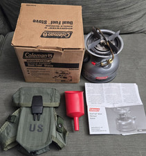 Camping Lot Coleman Dual Fuel 533 Stove + Funnel + BONUS US Army Pouch Case