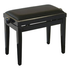 Piano Bench Black with Genuine Leather Upholstery, Piano Stool Piano Chair
