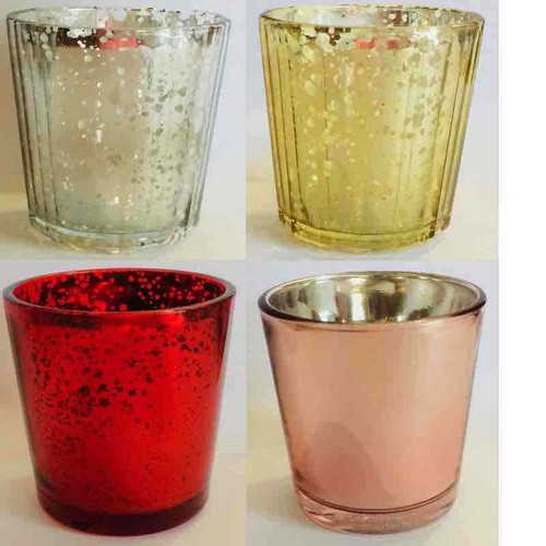 Speckled mercury glass votive - speckled,