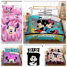 Mickey Mouse Quilt Duvet Cover Bedding Set Single Double King Size Pillowcase UK