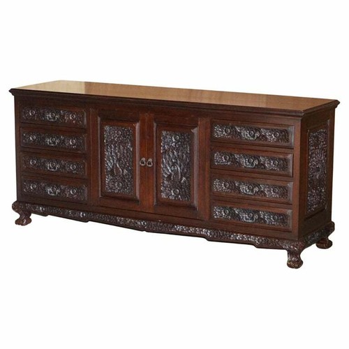 Heavily carved large indian - carved,
