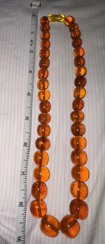 Vintage amber bead necklace - amber,