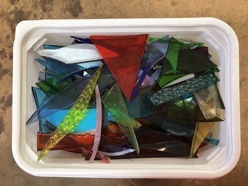 Stained glass offcuts - stained, 1kg