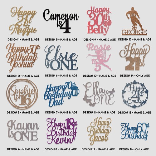 Personalised cake topper happy - personalised,